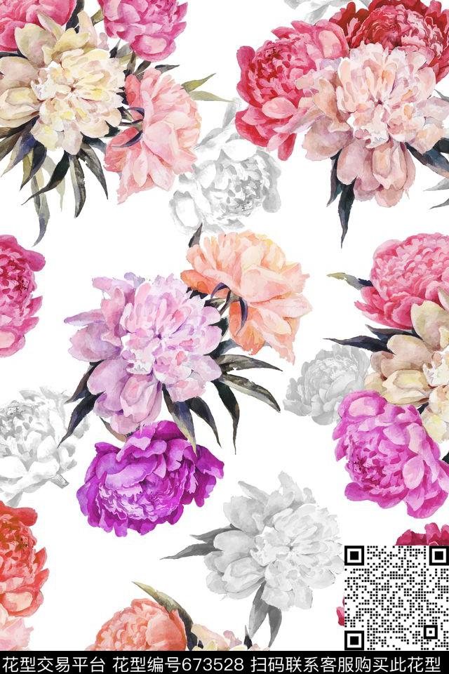 乱花花朵花卉数码印花华亿平台下载（图片编号: 673528） - 瓦栏（Walan）