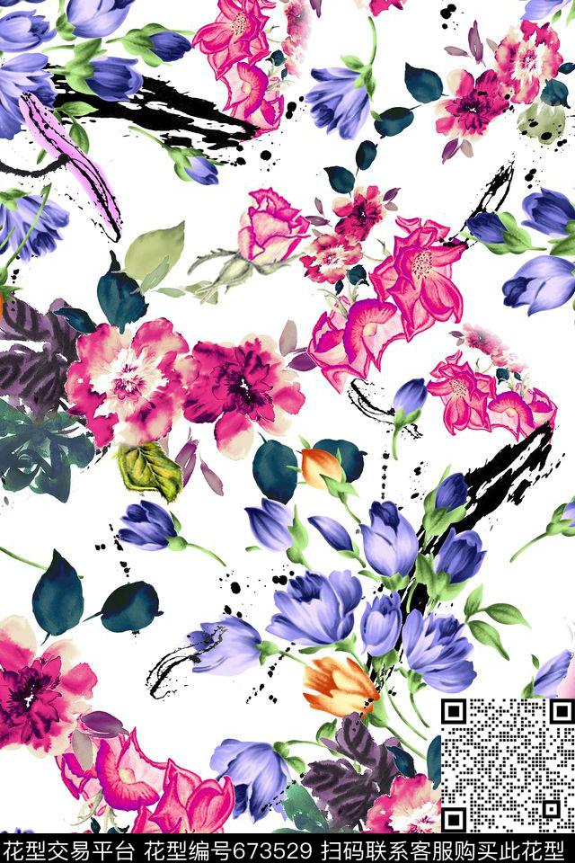 乱花花朵花卉传统印花华亿平台下载（图片编号: 673529） - 瓦栏（Walan）