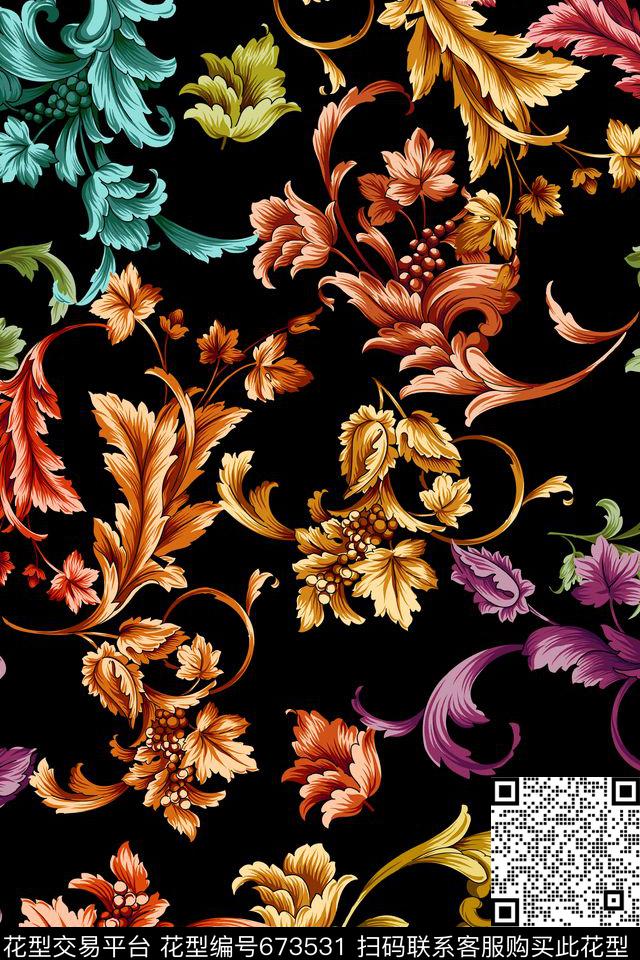 佩斯利腰果传统印花华亿平台下载（图片编号: 673531） - 瓦栏（Walan）