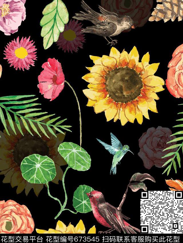 植物花卉女装华亿平台数码印花华亿平台下载（图片编号: 673545） - 瓦栏（Walan）