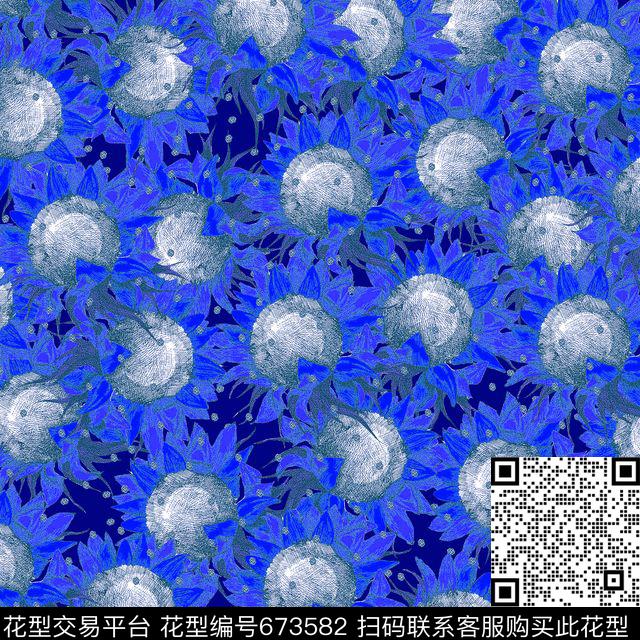 向日葵花朵花卉数码印花华亿平台下载（图片编号: 673582） - 瓦栏（Walan）