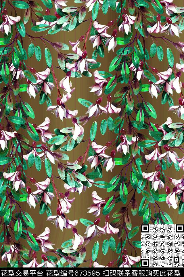 田园风碎花藤蔓数码印花华亿平台下载（图片编号: 673595） - 瓦栏（Walan）