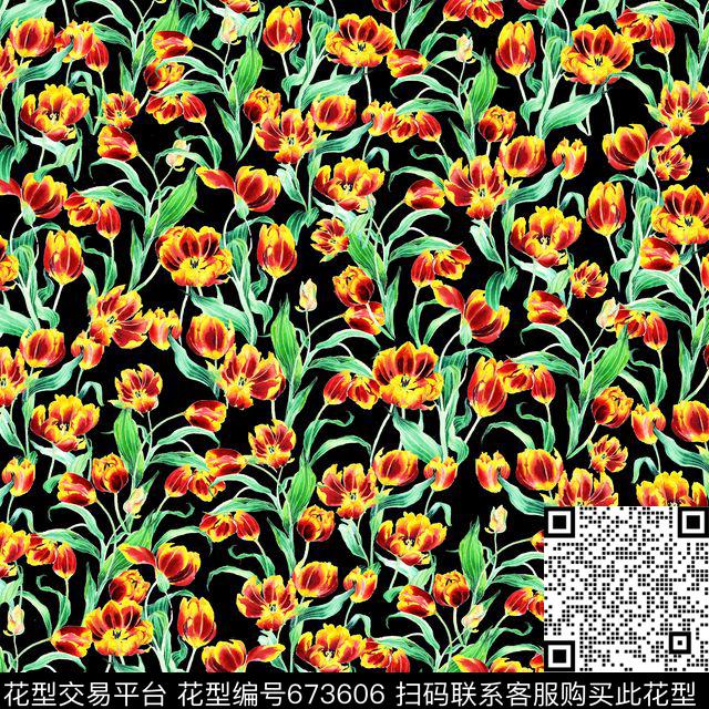 乱花花朵花卉数码印花华亿平台下载（图片编号: 673606） - 瓦栏（Walan）