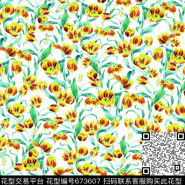 乱花花朵花卉数码印花华亿平台下载（图片编号: 673607） - 瓦栏（Walan）