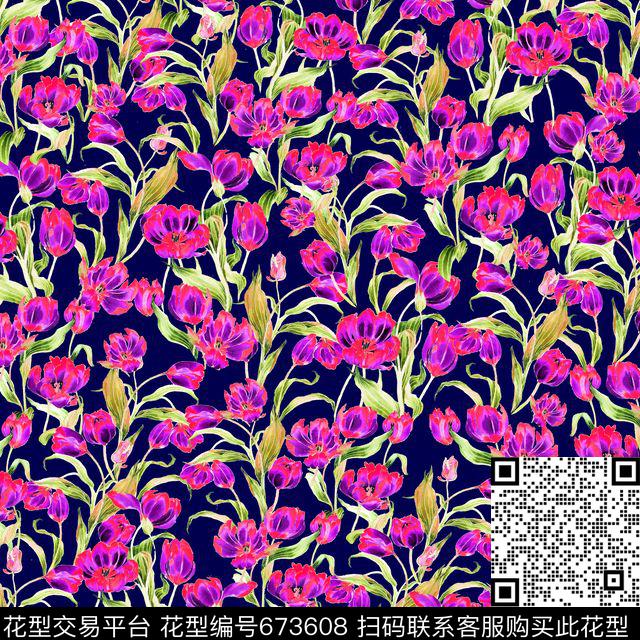 乱花花朵花卉数码印花华亿平台下载（图片编号: 673608） - 瓦栏（Walan）