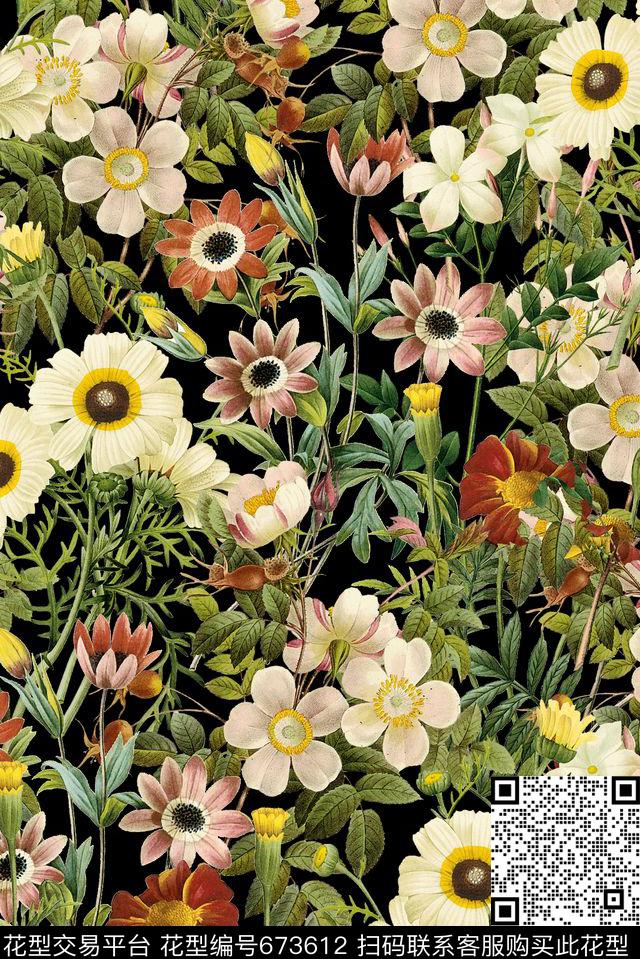 玫瑰春秋款女装定实花卉数码印花华亿平台下载（图片编号: 673612） - 瓦栏（Walan）