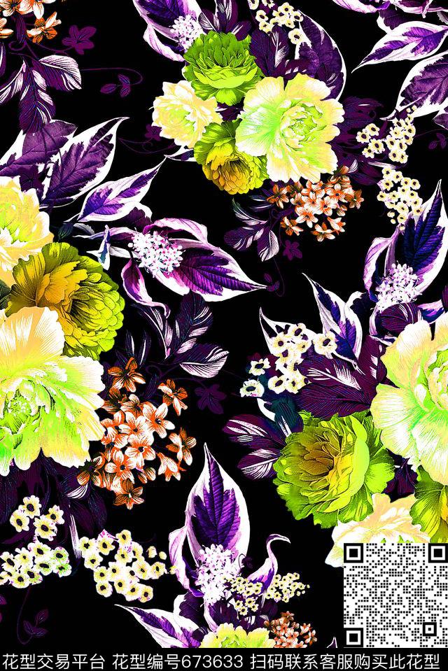 花卉女装数码印花华亿平台下载（图片编号: 673633） - 瓦栏（Walan）