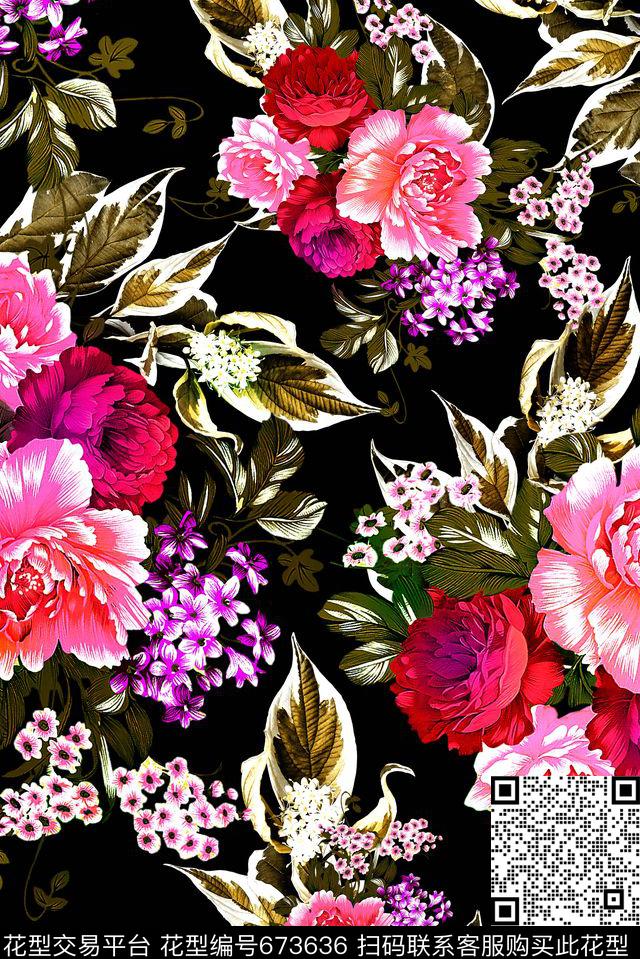 花卉女装数码印花华亿平台下载（图片编号: 673636） - 瓦栏（Walan）