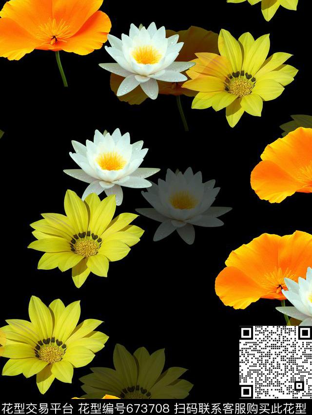 女装华亿平台植物复古数码印花华亿平台下载（图片编号: 673708） - 瓦栏（Walan）