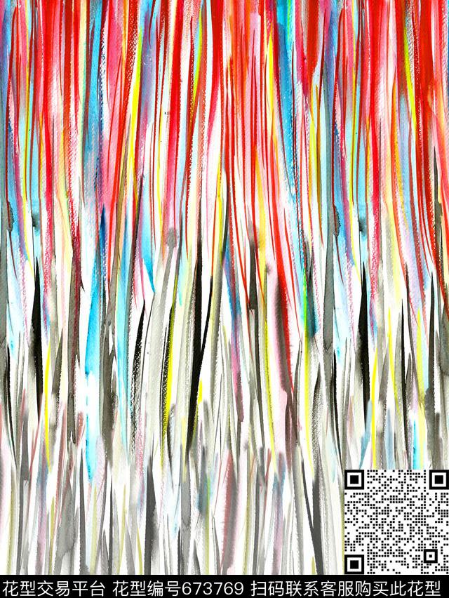 水彩肌理条纹手绘水彩数码印花华亿平台下载（图片编号: 673769） - 瓦栏（Walan）