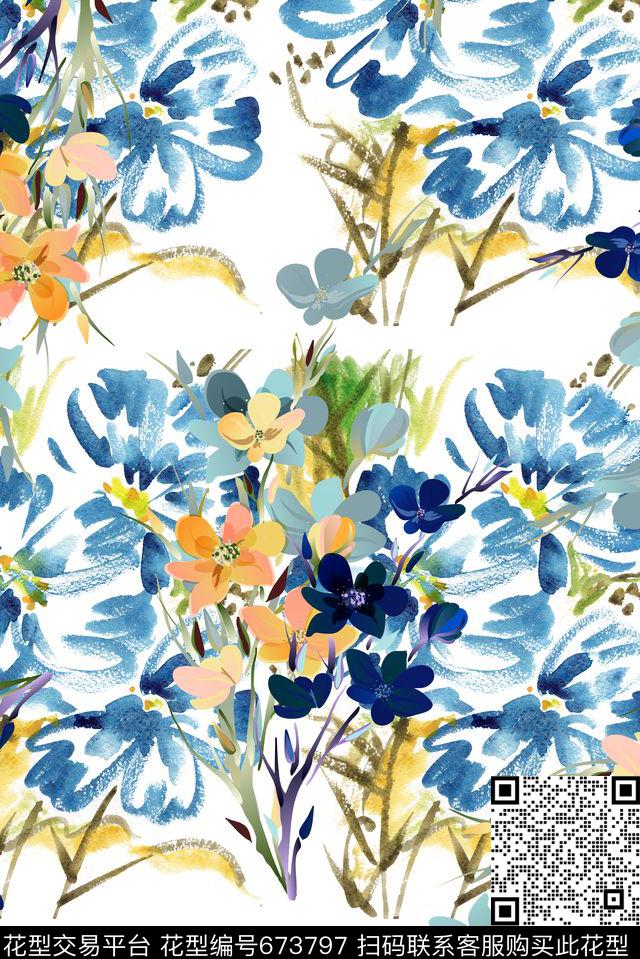 难看排版手绘数码印花华亿平台下载（图片编号: 673797） - 瓦栏（Walan）