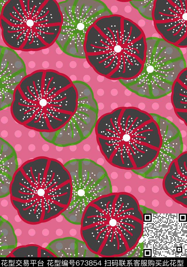 写意简约花卉波点传统印花华亿平台下载（图片编号: 673854） - 瓦栏（Walan）