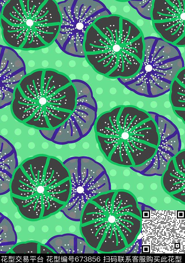 写意简约花卉波点传统印花华亿平台下载（图片编号: 673856） - 瓦栏（Walan）