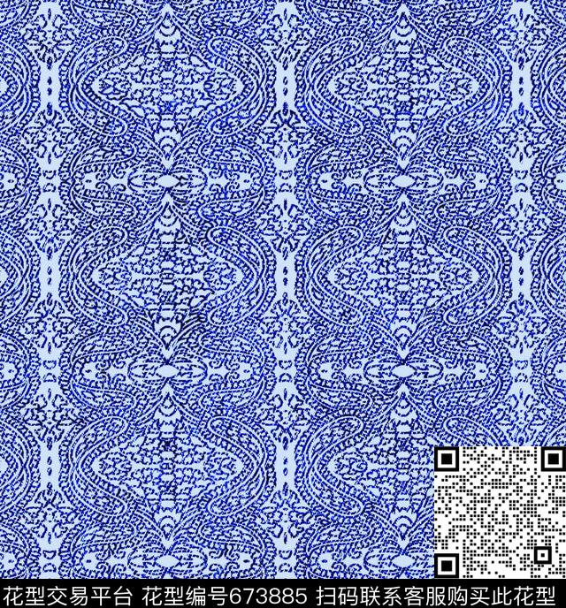 大方纹理佩斯利数码印花华亿平台下载（图片编号: 673885） - 瓦栏（Walan）
