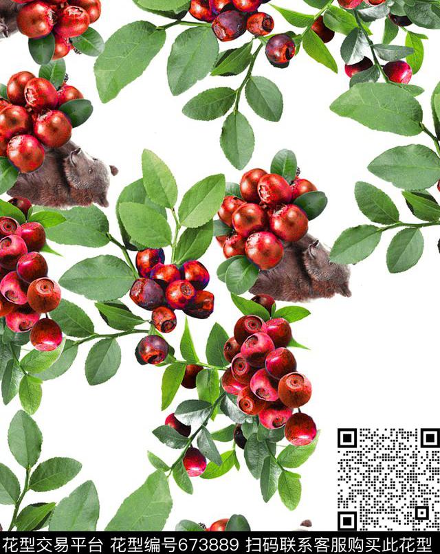 花卉水果动物纹数码印花华亿平台下载（图片编号: 673889） - 瓦栏（Walan）