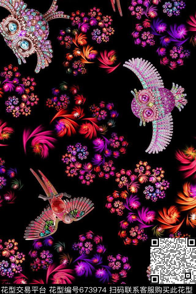 中国风珠宝宝石数码印花华亿平台下载（图片编号: 673974） - 瓦栏（Walan）