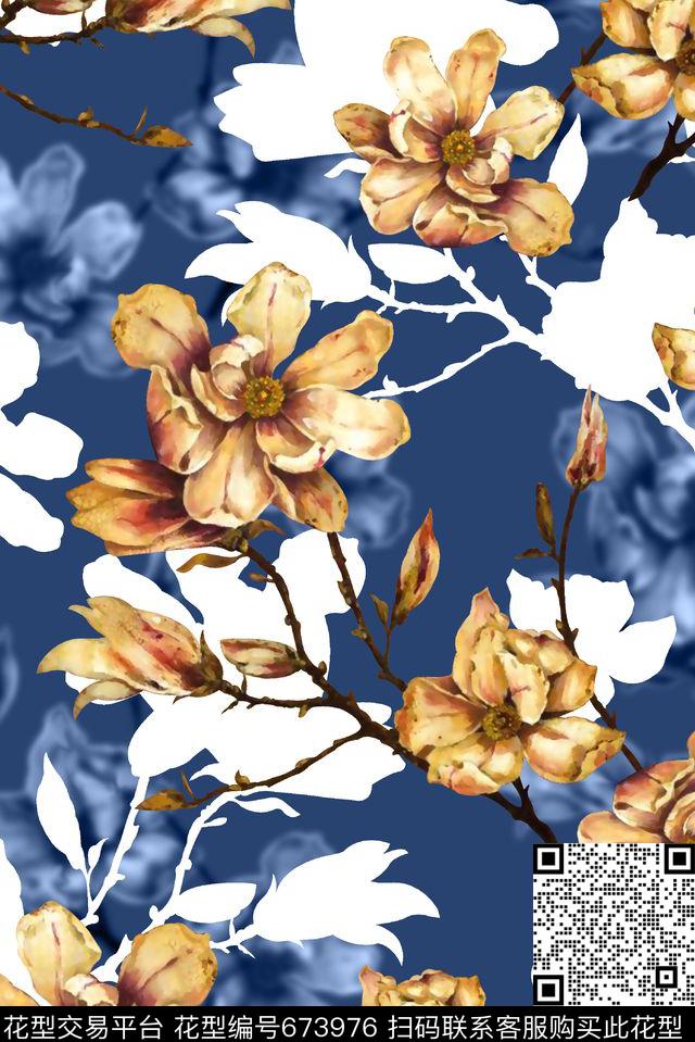 抽象手绘满版花卉纹理底纹最新高清数码时尚花卉数码印花华亿平台下载（图片编号: 673976） - 瓦栏（Walan）