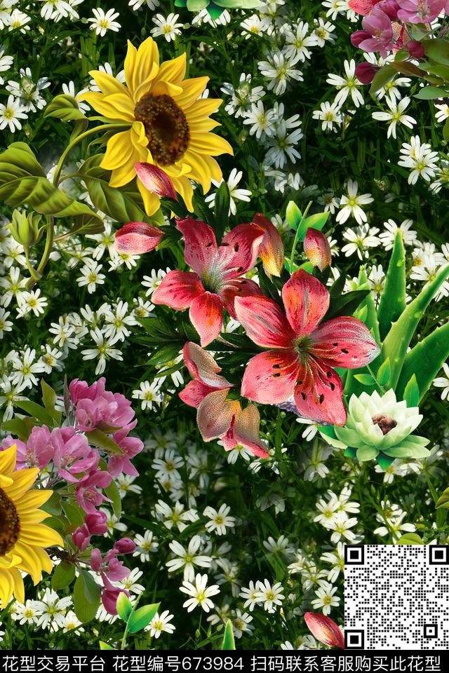 花朵花卉数码印花华亿平台下载（图片编号: 673984） - 瓦栏（Walan）