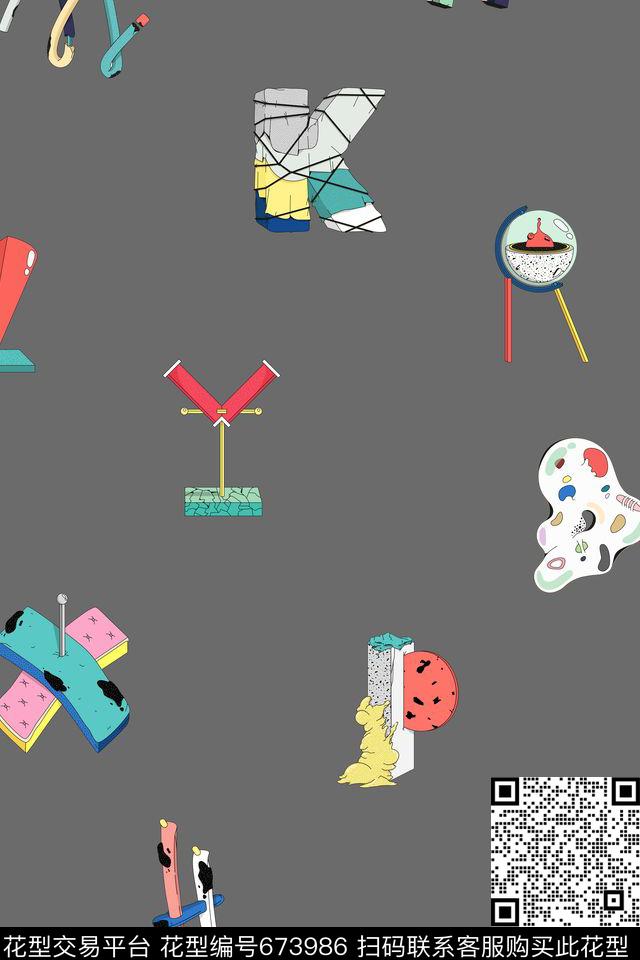 流行时尚趣味字母传统印花华亿平台下载（图片编号: 673986） - 瓦栏（Walan）