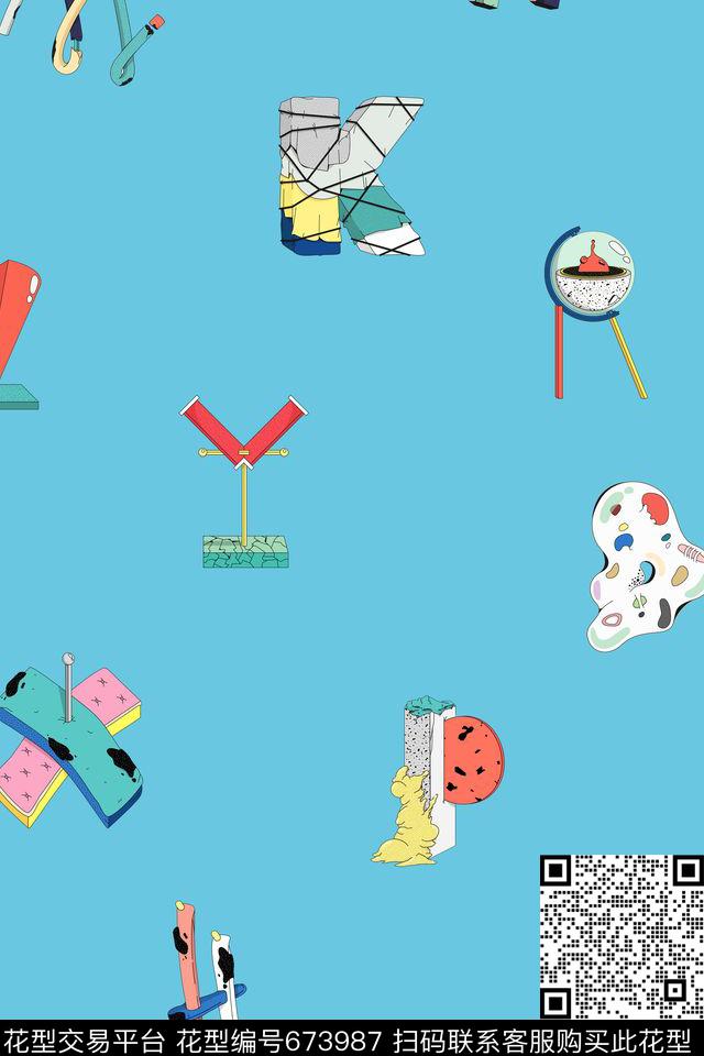 流行时尚趣味字母传统印花华亿平台下载（图片编号: 673987） - 瓦栏（Walan）