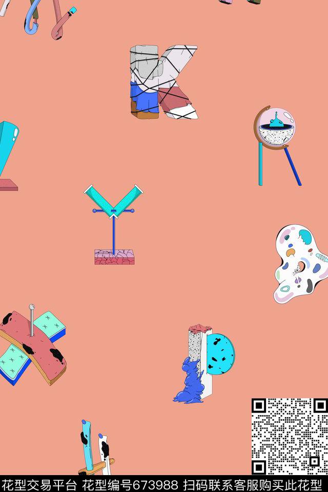 流行时尚趣味字母传统印花华亿平台下载（图片编号: 673988） - 瓦栏（Walan）