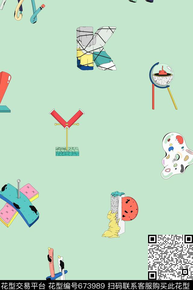 流行时尚趣味字母传统印花华亿平台下载（图片编号: 673989） - 瓦栏（Walan）