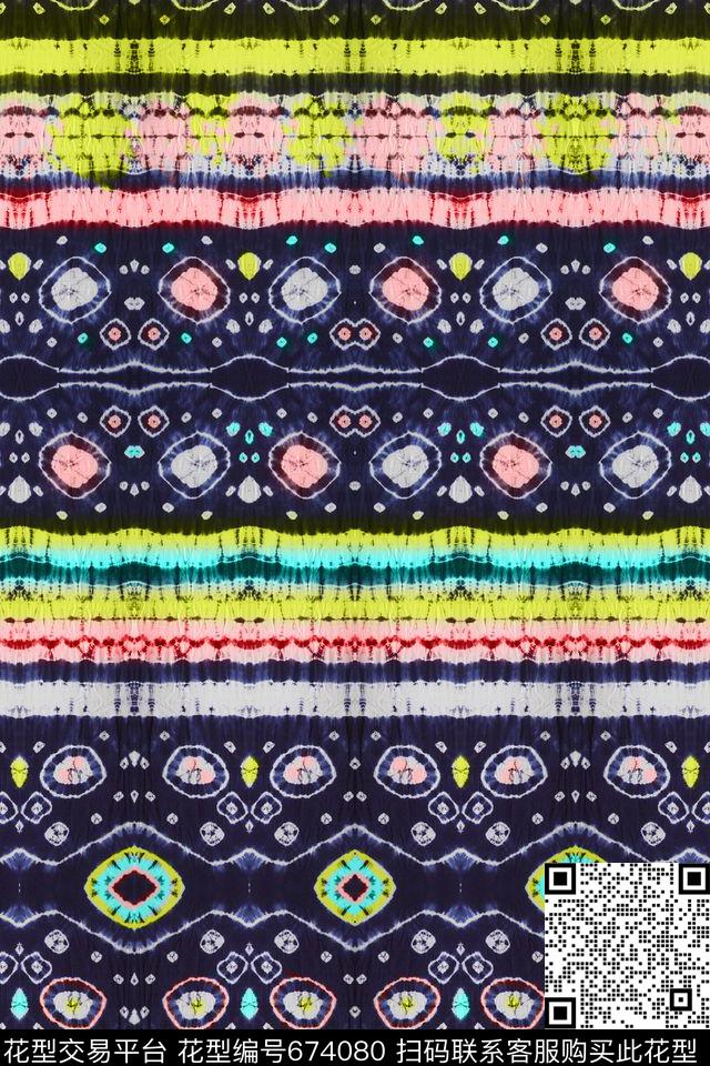 扎染民族风几何传统印花华亿平台下载（图片编号: 674080） - 瓦栏（Walan）