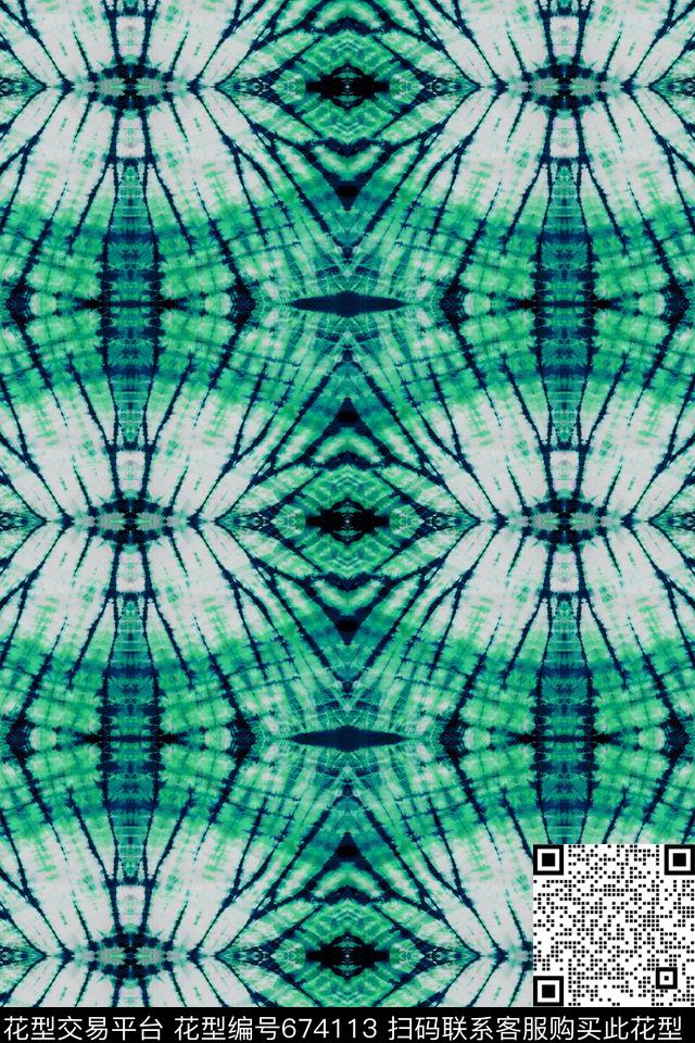 扎染肌理抽象传统印花华亿平台下载（图片编号: 674113） - 瓦栏（Walan）