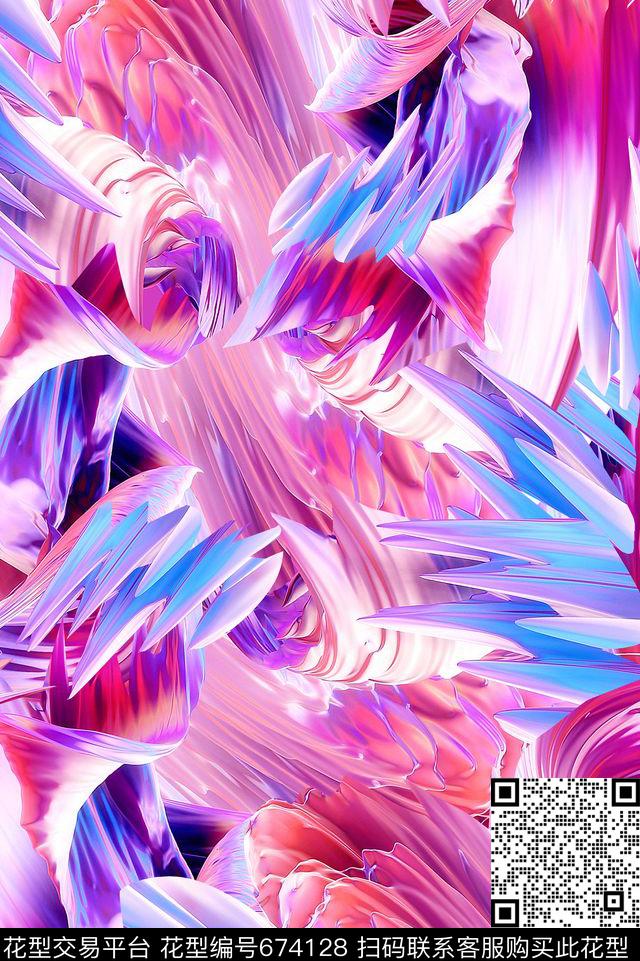 解构不规则几何几何数码印花华亿平台下载（图片编号: 674128） - 瓦栏（Walan）