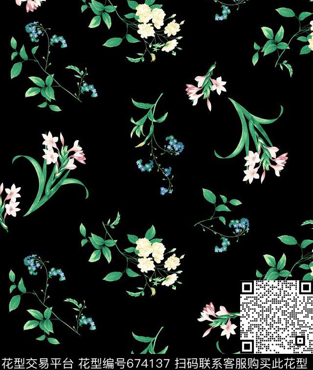 小碎花花朵数码印花华亿平台下载（图片编号: 674137） - 瓦栏（Walan）