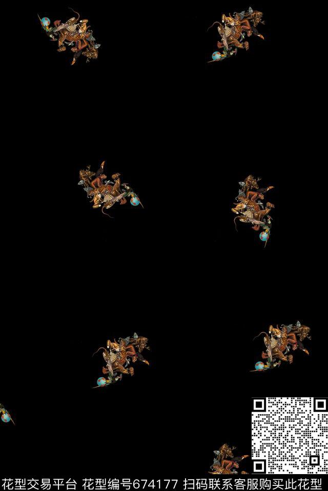 男装小动物清爽数码印花华亿平台下载（图片编号: 674177） - 瓦栏（Walan）