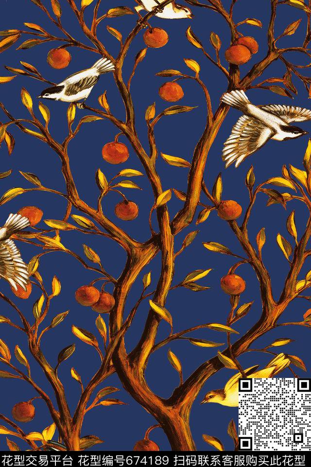 花鸟大牌时尚数码印花华亿平台下载（图片编号: 674189） - 瓦栏（Walan）