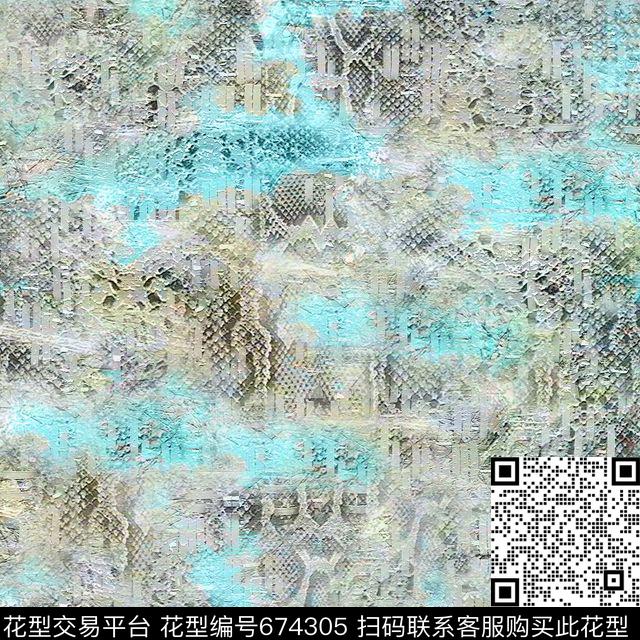 蛇皮机理数码印花华亿平台下载（图片编号: 674305） - 瓦栏（Walan）