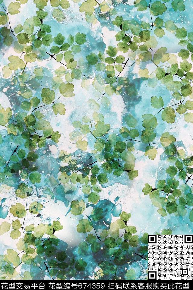 秋水彩抽象数码印花华亿平台下载（图片编号: 674359） - 瓦栏（Walan）
