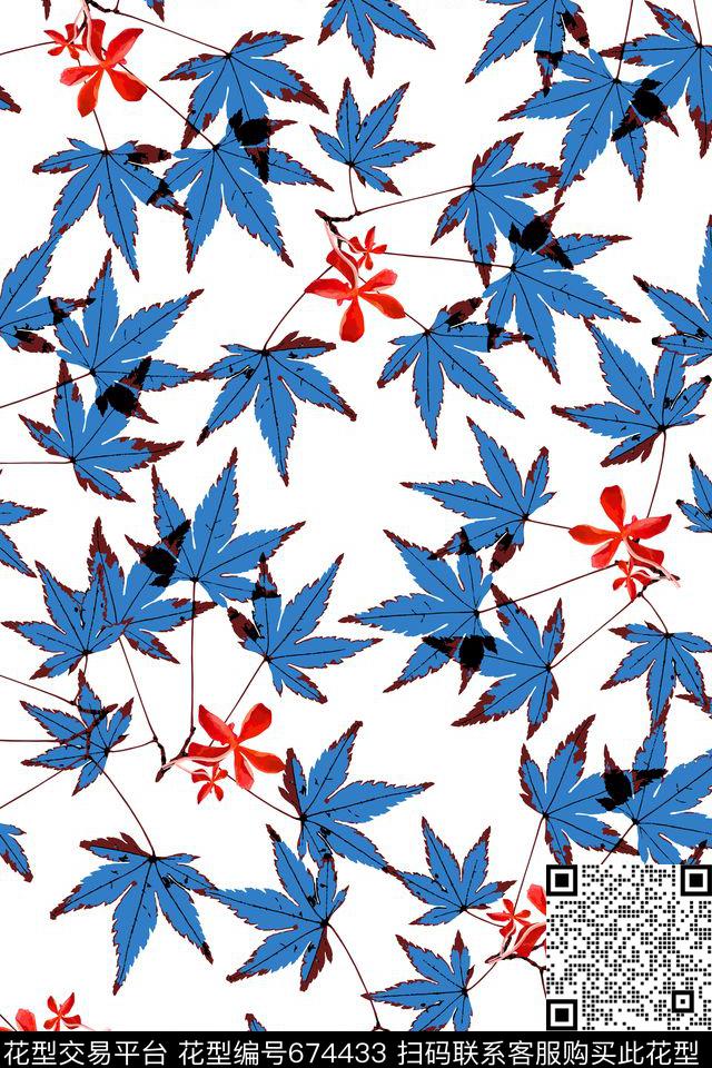 枫叶花卉男装传统印花华亿平台下载（图片编号: 674433） - 瓦栏（Walan）