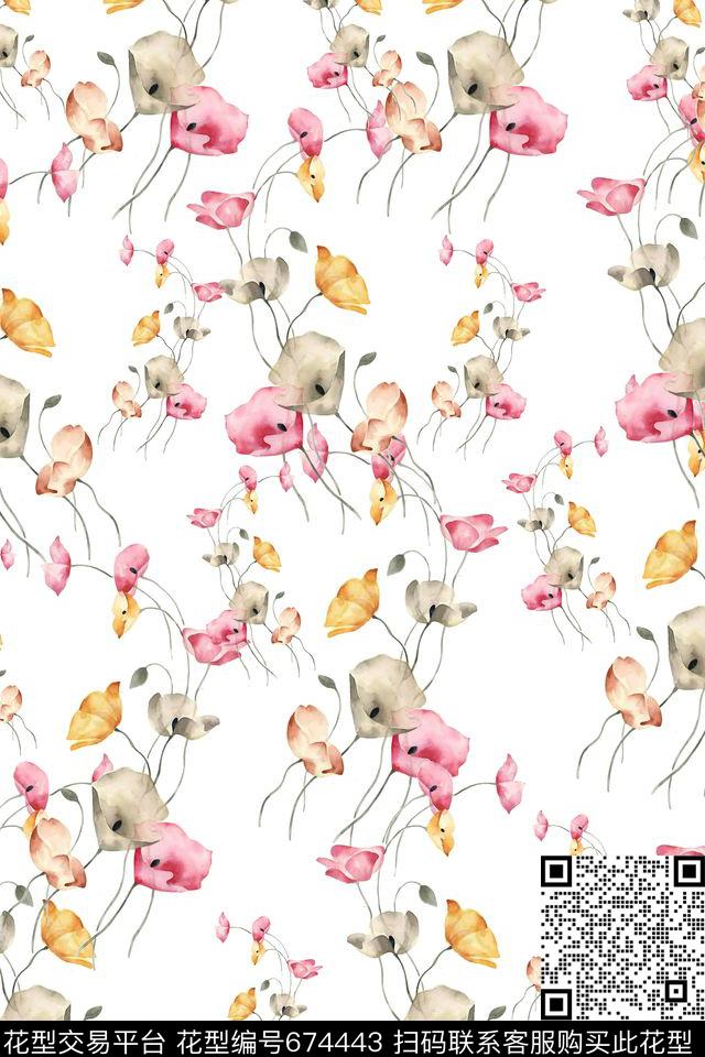 花朵花卉数码印花华亿平台下载（图片编号: 674443） - 瓦栏（Walan）