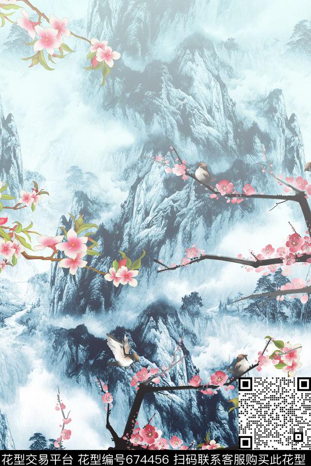 国画民族风中国风数码印花华亿平台下载（图片编号: 674456） - 瓦栏（Walan）