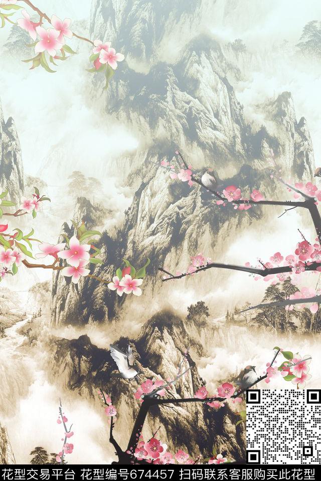 国画民族风中国风数码印花华亿平台下载（图片编号: 674457） - 瓦栏（Walan）