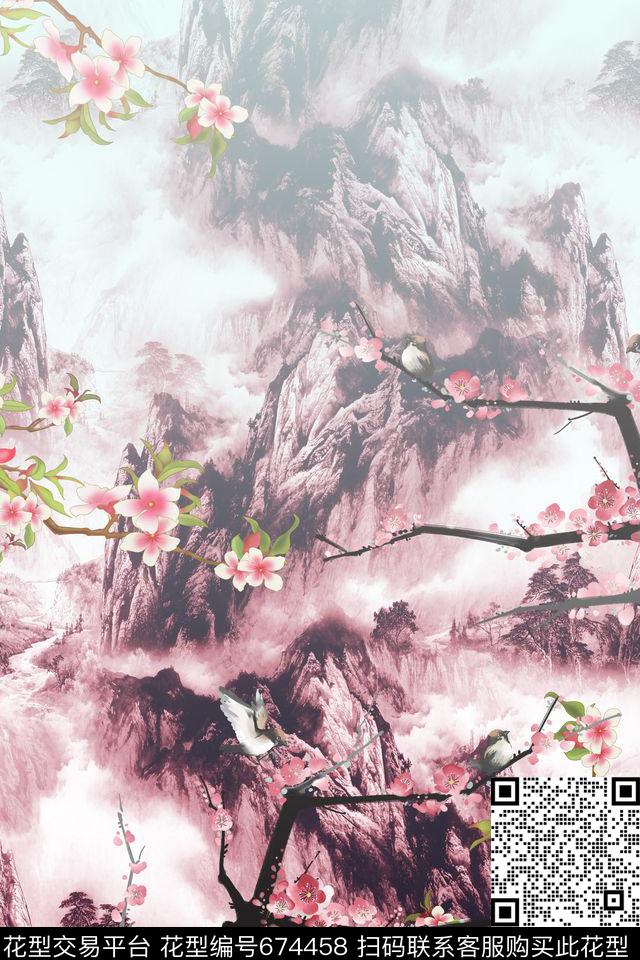 国画民族风中国风数码印花华亿平台下载（图片编号: 674458） - 瓦栏（Walan）