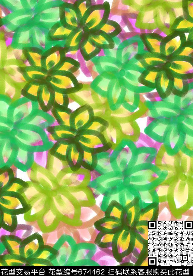 简约花卉组合手绘风格花卉热带风格数码印花华亿平台下载（图片编号: 674462） - 瓦栏（Walan）