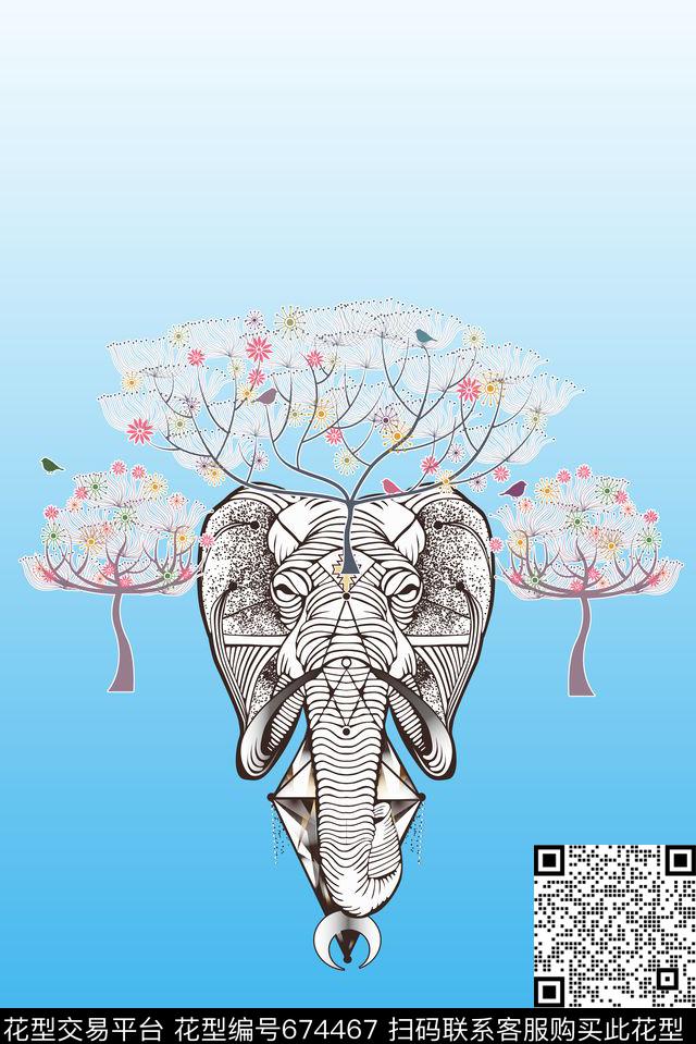 大象宫廷风欧式数码印花华亿平台下载（图片编号: 674467） - 瓦栏（Walan）