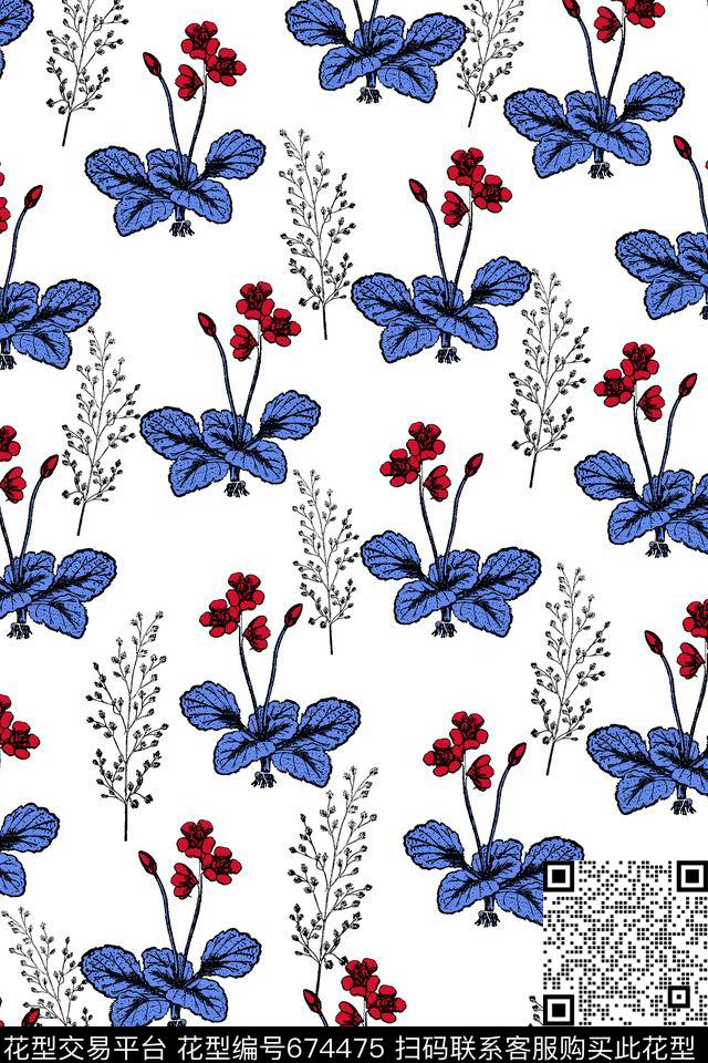 男装手绘花卉传统印花华亿平台下载（图片编号: 674475） - 瓦栏（Walan）