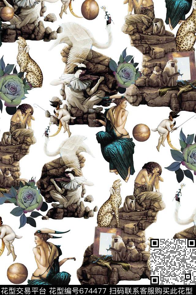 神话欧式风格花卉数码印花华亿平台下载（图片编号: 674477） - 瓦栏（Walan）