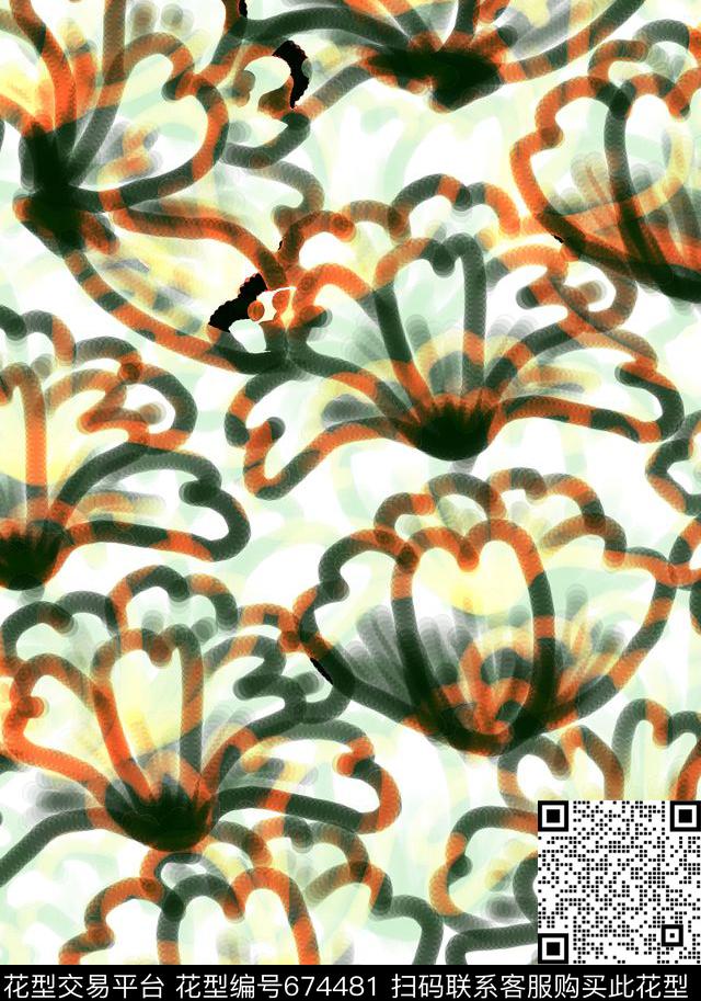 写意花卉花卉手绘风格花卉传统印花华亿平台下载（图片编号: 674481） - 瓦栏（Walan）