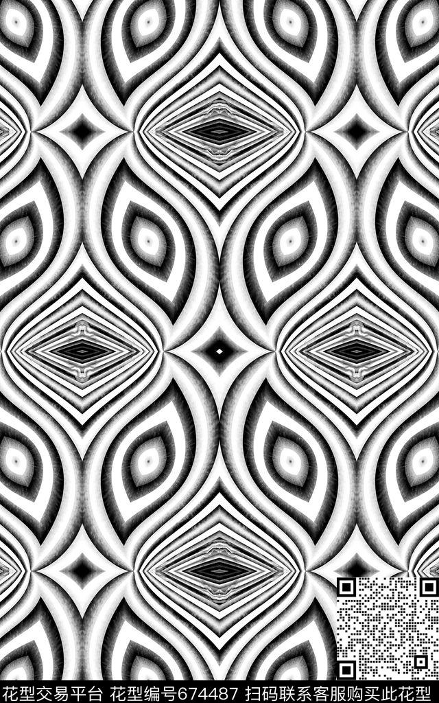 几何复古女装传统印花华亿平台下载（图片编号: 674487） - 瓦栏（Walan）
