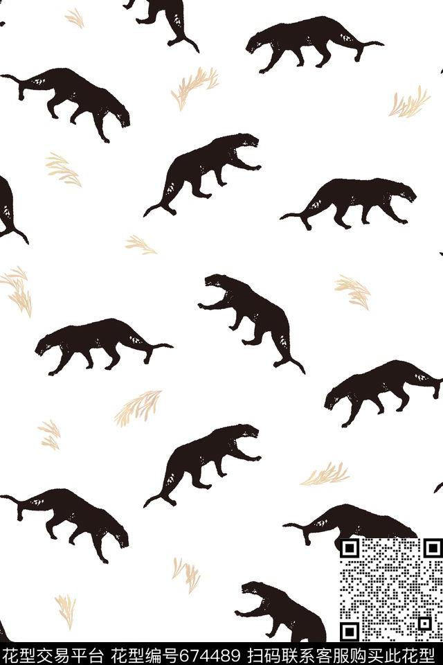 动物豹子手绘传统印花华亿平台下载（图片编号: 674489） - 瓦栏（Walan）