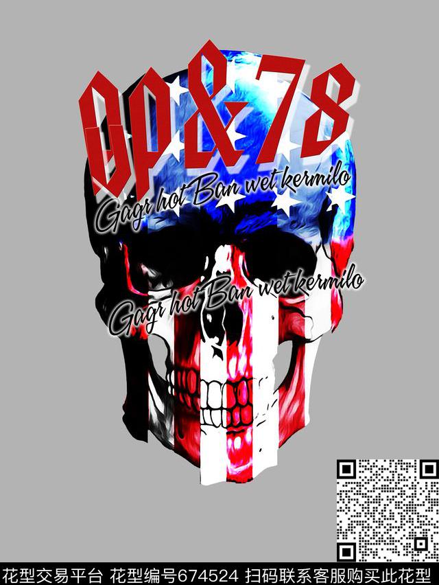 pp骷髅头数字几何数码印花华亿平台下载（图片编号: 674524） - 瓦栏（Walan）