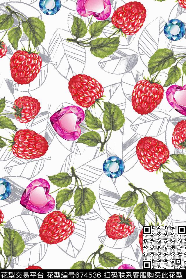 珠宝水果缤纷数码印花华亿平台下载（图片编号: 674536） - 瓦栏（Walan）