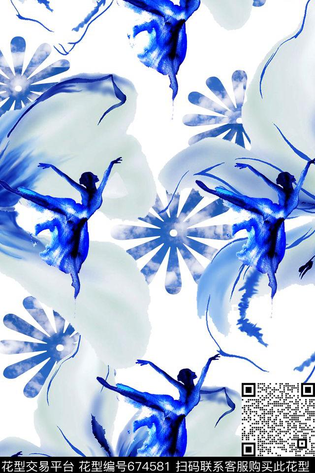 芭蕾花儿清新数码印花华亿平台下载（图片编号: 674581） - 瓦栏（Walan）