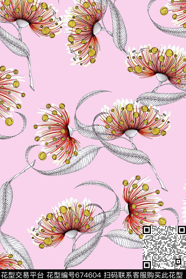 抽象手绘满版花卉淡雅花卉时尚潮流大牌复古欧美风女装裙数码印花华亿平台下载（图片编号: 674604） - 瓦栏（Walan）